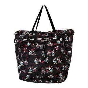 LeSportSac Disney Store Mickey Loves Minnie Mouse Tote Travel Bag Black Hearts